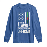 Funny Lawn Enforcement Officer Long Sleeve Shirt Gardening Lawn Mower American Flag - Wonder Print Shop