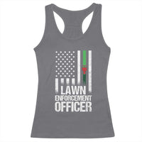 Funny Lawn Enforcement Officer Racerback Tank Top Gardening Lawn Mower American Flag - Wonder Print Shop