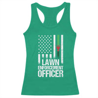 Funny Lawn Enforcement Officer Racerback Tank Top Gardening Lawn Mower American Flag - Wonder Print Shop
