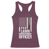 Funny Lawn Enforcement Officer Racerback Tank Top Gardening Lawn Mower American Flag - Wonder Print Shop