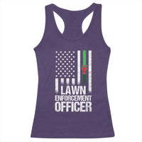 Funny Lawn Enforcement Officer Racerback Tank Top Gardening Lawn Mower American Flag - Wonder Print Shop