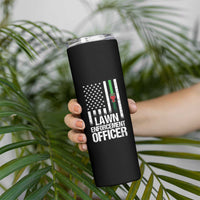 Funny Lawn Enforcement Officer Skinny Tumbler Gardening Lawn Mower American Flag - Wonder Print Shop