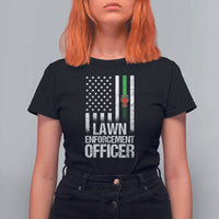 Funny Lawn Enforcement Officer T Shirt For Women Gardening Lawn Mower American Flag - Wonder Print Shop