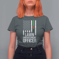 Funny Lawn Enforcement Officer T Shirt For Women Gardening Lawn Mower American Flag - Wonder Print Shop