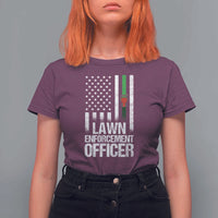 Funny Lawn Enforcement Officer T Shirt For Women Gardening Lawn Mower American Flag - Wonder Print Shop