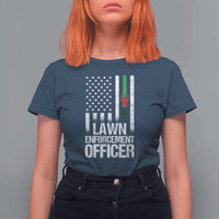 Funny Lawn Enforcement Officer T Shirt For Women Gardening Lawn Mower American Flag - Wonder Print Shop