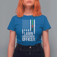 Funny Lawn Enforcement Officer T Shirt For Women Gardening Lawn Mower American Flag - Wonder Print Shop