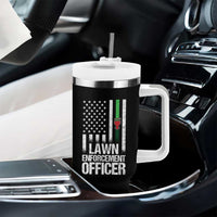Funny Lawn Enforcement Officer Tumbler With Handle Gardening Lawn Mower American Flag - Wonder Print Shop