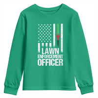 Funny Lawn Enforcement Officer Youth Sweatshirt Gardening Lawn Mower American Flag - Wonder Print Shop