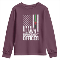 Funny Lawn Enforcement Officer Youth Sweatshirt Gardening Lawn Mower American Flag - Wonder Print Shop
