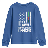 Funny Lawn Enforcement Officer Youth Sweatshirt Gardening Lawn Mower American Flag - Wonder Print Shop