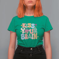 Funny Special Education Teacher T Shirt For Women Kiss Your Brain Retro Groove Flower Star - Wonder Print Shop