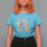 Funny Special Education Teacher T Shirt For Women Kiss Your Brain Retro Groove Flower Star - Wonder Print Shop
