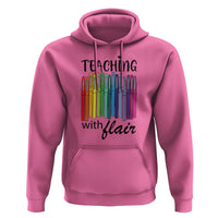 Funny Teacher Hoodie Teaching With Flair Colorful Pen Back To School - Wonder Print Shop
