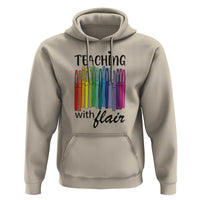 Funny Teacher Hoodie Teaching With Flair Colorful Pen Back To School - Wonder Print Shop
