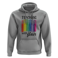 Funny Teacher Hoodie Teaching With Flair Colorful Pen Back To School - Wonder Print Shop