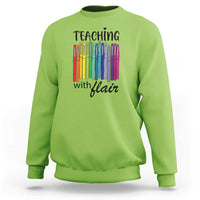Funny Teacher Sweatshirt Teaching With Flair Colorful Pen Back To School - Wonder Print Shop