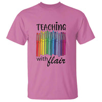 Funny Teacher T Shirt Teaching With Flair Colorful Pen Back To School - Wonder Print Shop