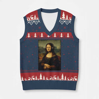 Funny Mona Lisa Bass Face Music Lovers DJs V-Neck Knit Sweater Vest
