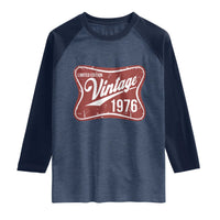 50th Birthday Beer Lover Vintage 1976 Limited Edition Raglan Shirt Red Metal Beer Soft Sign Graphic