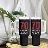 70 Never Looked So Good Funny 70th Birthday Tumbler With Handle