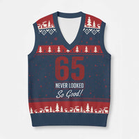 65 Never Looked So Good Funny 65th Birthday V-Neck Knit Sweater Vest