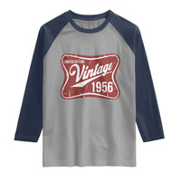 70th Birthday Beer Lover Vintage 1956 Limited Edition Raglan Shirt Red Metal Beer Soft Sign Graphic