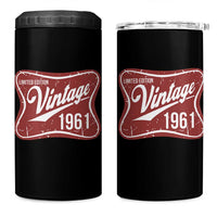 65th Birthday Beer Lover Vintage 1961 Limited Edition 4 in 1 Can Cooler Tumbler Red Metal Beer Soft Sign Graphic