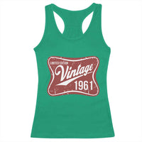65th Birthday Beer Lover Vintage 1961 Limited Edition Racerback Tank Top Red Metal Beer Soft Sign Graphic
