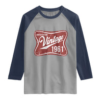 65th Birthday Beer Lover Vintage 1961 Limited Edition Raglan Shirt Red Metal Beer Soft Sign Graphic