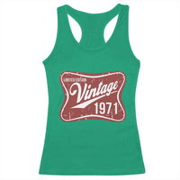 55th Birthday Beer Lover Vintage 1971 Limited Edition Racerback Tank Top Red Metal Beer Soft Sign Graphic