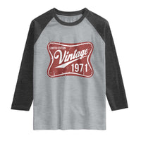 55th Birthday Beer Lover Vintage 1971 Limited Edition Raglan Shirt Red Metal Beer Soft Sign Graphic