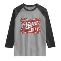 55th Birthday Beer Lover Vintage 1971 Limited Edition Raglan Shirt Red Metal Beer Soft Sign Graphic