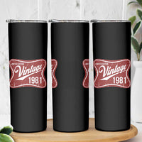 45th Birthday Beer Lover Vintage 1981 Limited Edition Skinny Tumbler Red Metal Beer Soft Sign Graphic