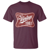 45th Birthday Beer Lover Vintage 1981 Limited Edition T Shirt Red Metal Beer Soft Sign Graphic
