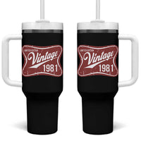 45th Birthday Beer Lover Vintage 1981 Limited Edition Tumbler With Handle Red Metal Beer Soft Sign Graphic