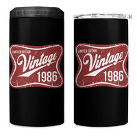 40th Birthday Beer Lover Vintage 1986 Limited Edition 4 in 1 Can Cooler Tumbler Red Metal Beer Soft Sign Graphic
