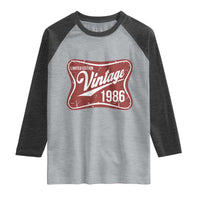 40th Birthday Beer Lover Vintage 1986 Limited Edition Raglan Shirt Red Metal Beer Soft Sign Graphic