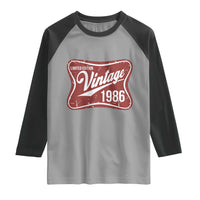 40th Birthday Beer Lover Vintage 1986 Limited Edition Raglan Shirt Red Metal Beer Soft Sign Graphic