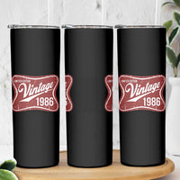 40th Birthday Beer Lover Vintage 1986 Limited Edition Skinny Tumbler Red Metal Beer Soft Sign Graphic