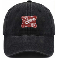 40th Birthday Beer Lover Vintage 1986 Limited Edition Washed Cotton Baseball Cap Red Metal Beer Soft Sign Graphic