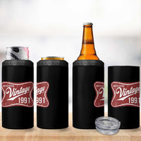 35th Birthday Beer Lover Vintage 1991 Limited Edition 4 in 1 Can Cooler Tumbler Red Metal Beer Soft Sign Graphic