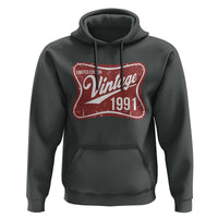 35th Birthday Beer Lover Vintage 1991 Limited Edition Hoodie Red Metal Beer Soft Sign Graphic