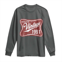 35th Birthday Beer Lover Vintage 1991 Limited Edition Long Sleeve Shirt Red Metal Beer Soft Sign Graphic