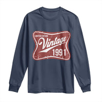 35th Birthday Beer Lover Vintage 1991 Limited Edition Long Sleeve Shirt Red Metal Beer Soft Sign Graphic