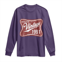 35th Birthday Beer Lover Vintage 1991 Limited Edition Long Sleeve Shirt Red Metal Beer Soft Sign Graphic