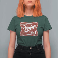 35th Birthday Beer Lover Vintage 1991 Limited Edition T Shirt For Women Red Metal Beer Soft Sign Graphic
