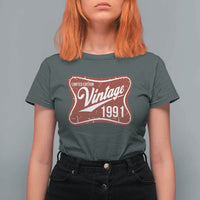 35th Birthday Beer Lover Vintage 1991 Limited Edition T Shirt For Women Red Metal Beer Soft Sign Graphic