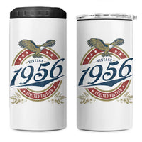 70th Birthday Beer Lover Vintage 1956 Limited Edition 4 in 1 Can Cooler Tumbler Bald Eagle
