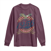 70th Birthday Beer Lover Vintage 1956 Limited Edition Long Sleeve Shirt Bald Eagle